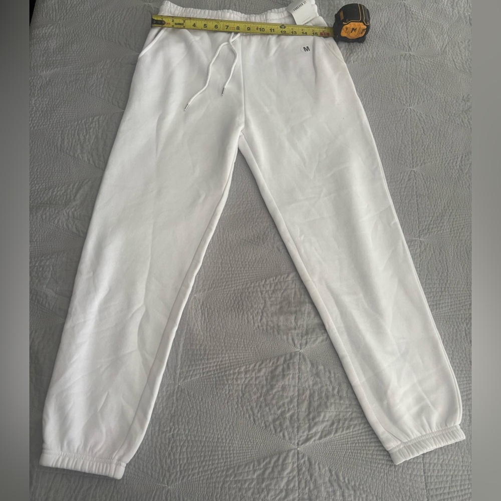 Forever 21 White Track Pants Relaxed Fit